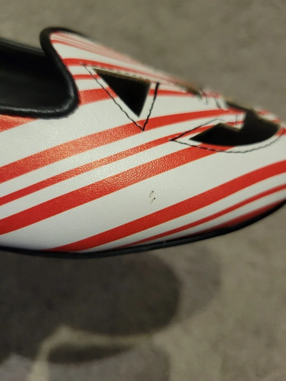 Strange Cvlt Candy Cane Striped Jack-O'-Lantern Ballet Flats